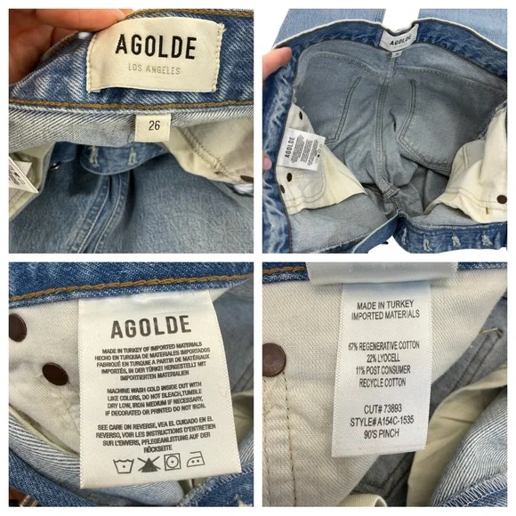 NWOT AGolde 90’s Pinch Waist Jeans 26 Blue - Picture 4 of 16